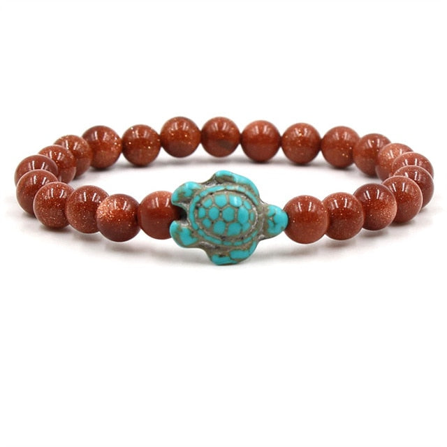 Turtle Bracelet with Natural Stone Beads