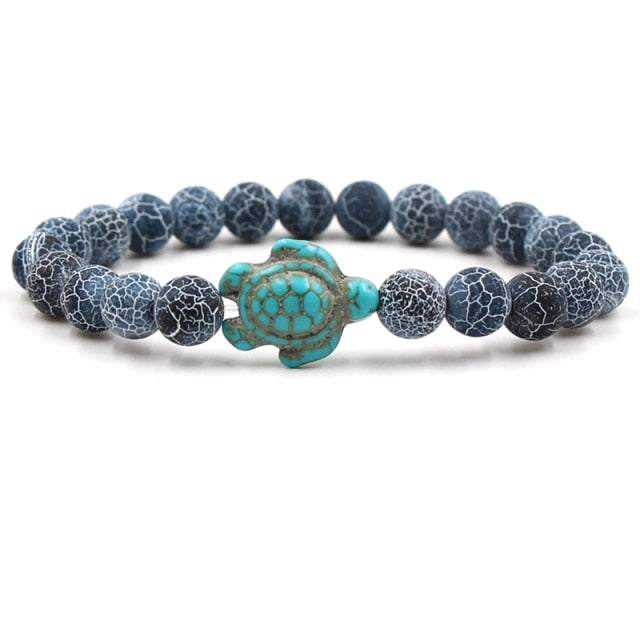 Turtle Bracelet with Natural Stone Beads