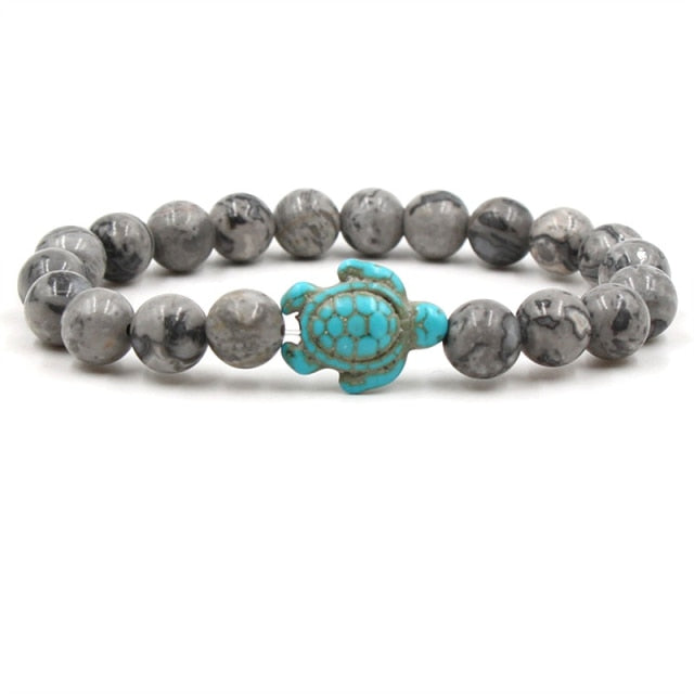 Turtle Bracelet with Natural Stone Beads