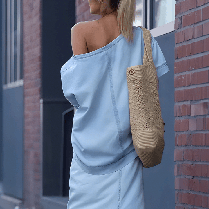 NOVAE | Diagonal shoulder top with split denim maxi skirt