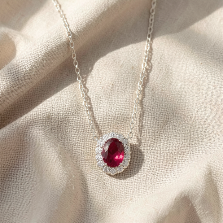 Moissanite Ruby Necklace