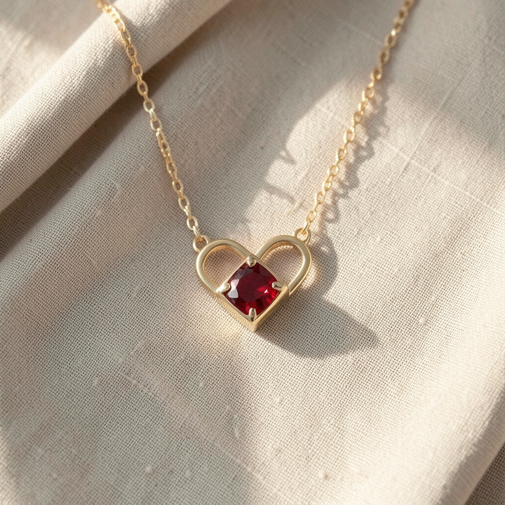 Natural Red Garnet Pendant Necklace