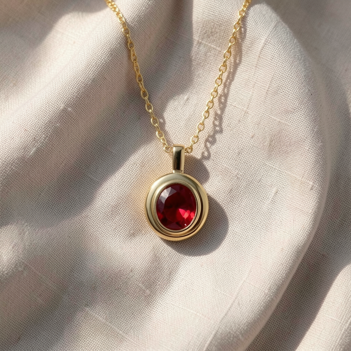 Red Cubic Zirconia Pendant Necklace